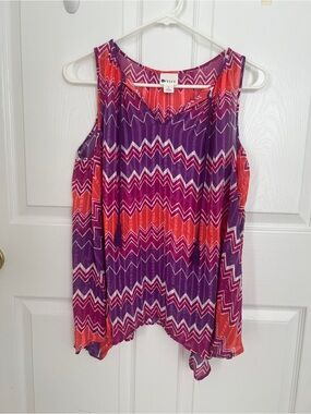 STYLUS Purple & Orange Chevron Tank Top